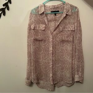 White House Black Market Pink Tan Button Down Shirt